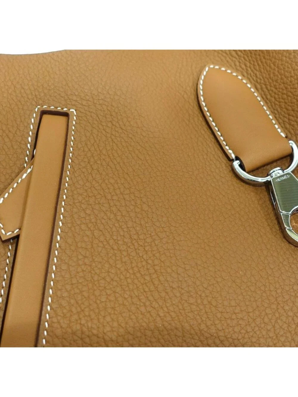 Hermes Arson Shoulder Bag Togo Leather Gold White Stitching Brown